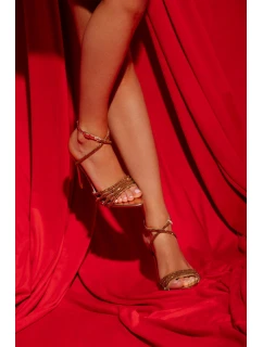 Rosavie zlaté sandály na podpatku s krystaly