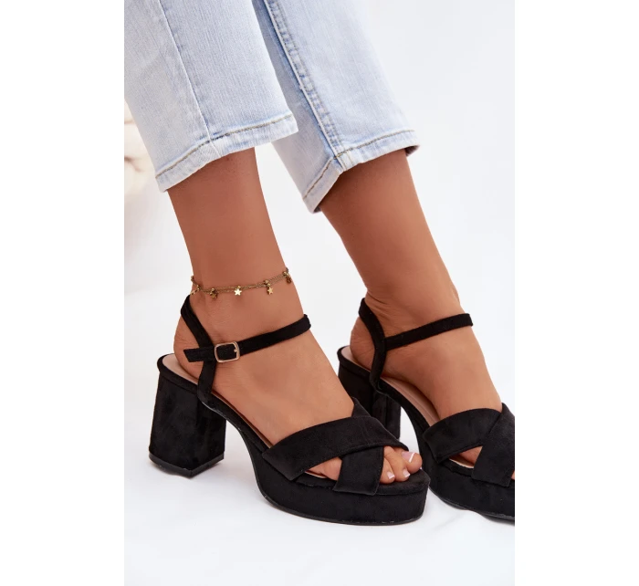 Dámské sandály na podpatku Černé Janelia Dámské sandály na podpatku Černé Janelia