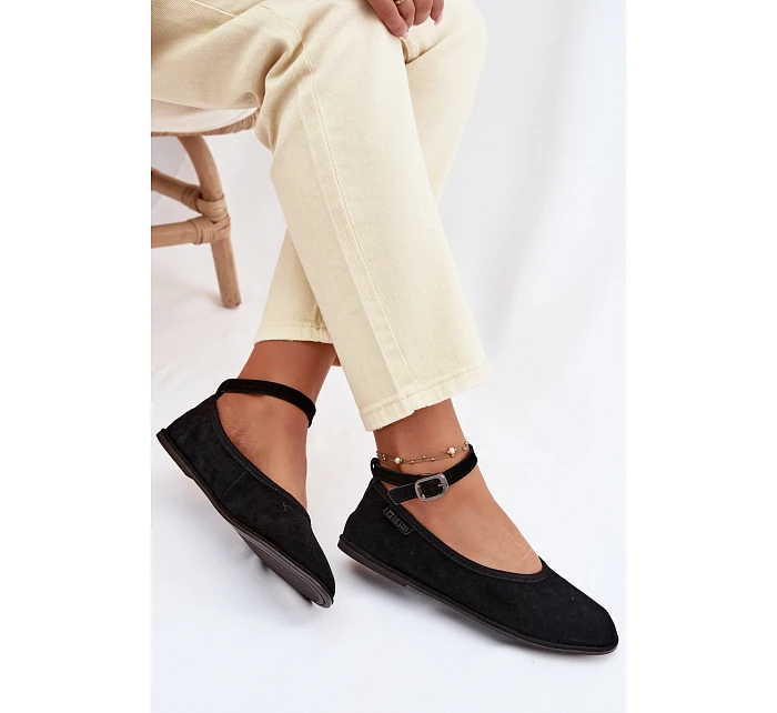 Baleríny z přírodního semiše Big Star TT274212 Černé