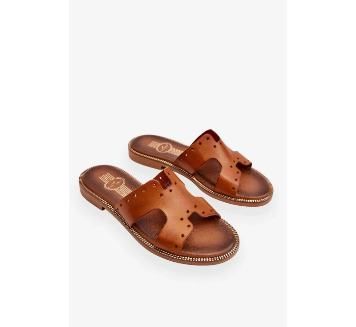 Dámske sandále s ozdobnými výrezmi Brown Emily