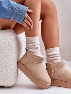 Dámske zateplené snežnice na platforme s kožušinou Beige Xamella