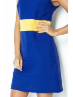 Dámske šaty BEE so žltým pruhom v páse krátkej modrej - Modrá / XL - Numoco