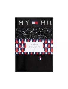 Pánska darčeková súprava boxerky + ponožky UM0UM03048 0GU čierna so vzorom - Tommy Hilfiger