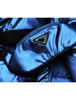 Svetlomodrá krátka dámska zimná bunda s obličkou (omdl-018)