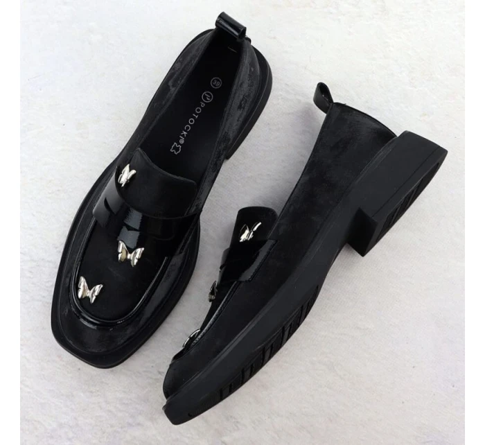 Dámske topánky lords s motýľmi čierne Potocki SZ12650