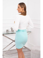 Obálková sukňa s viazaním v páse v mätovej farbe