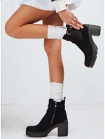 Dámske semišové čižmy na podpätku čierne FashionStreet ZY1215