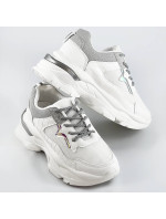 Bielo-šedé šnurovacie dámske športové topánky (LU-3)
