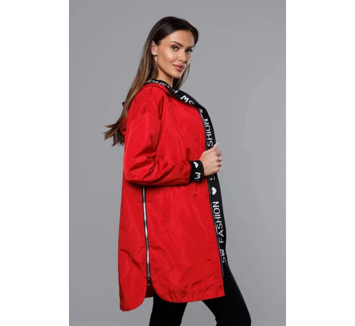 Tenká červená dámska bunda s ozdobnou lemovkou (B8145-4) Tenká červená dámska bunda s ozdobnou lemovkou (B8145-4)