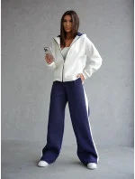 modrý hrubší dámský bavlněný komplet s rozepínací mikinou model 20905694 - Moon