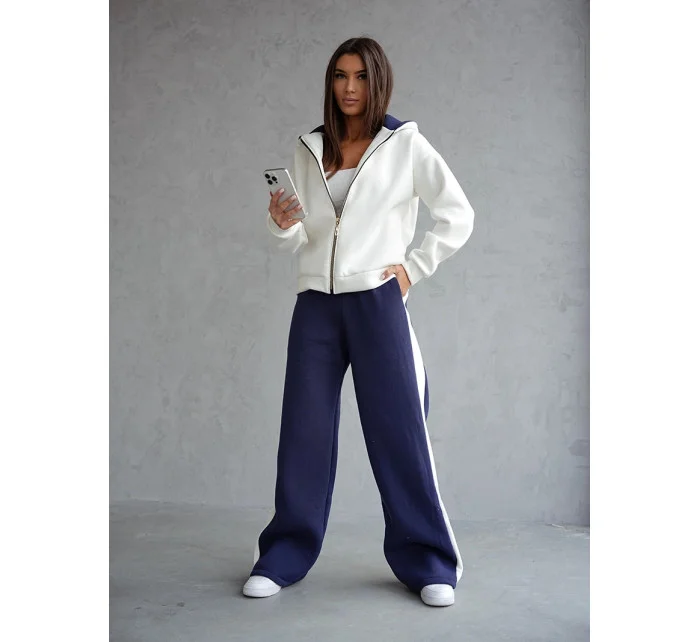 modrý hrubší dámský bavlněný komplet s rozepínací mikinou model 20905694 - Moon