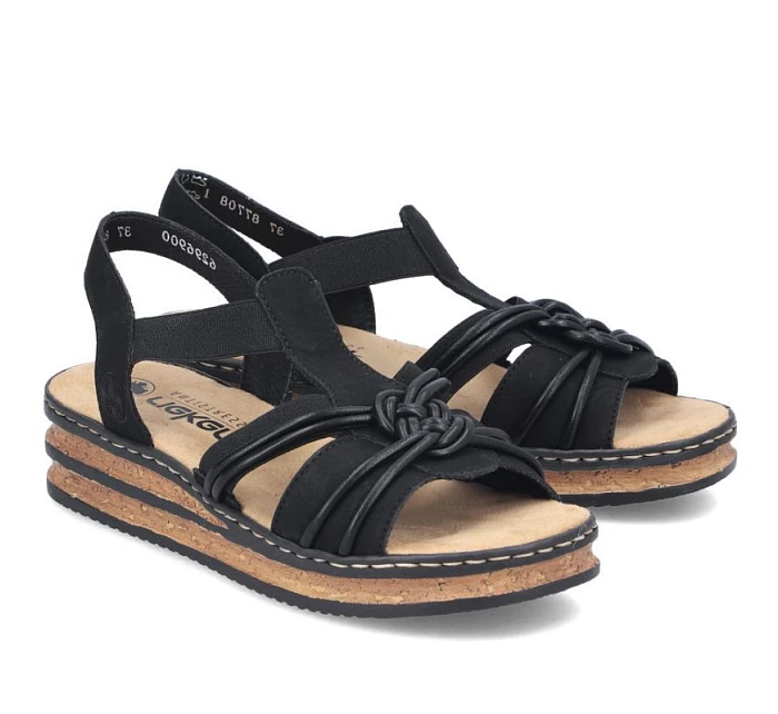 Dámské sandály s podrážkou černé model 22097417 - Rieker Dámské sandály s podrážkou černé model 22097417 - Rieker