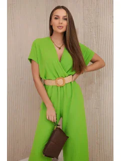 Kombinéza s ozdobným pásom Pistáciová