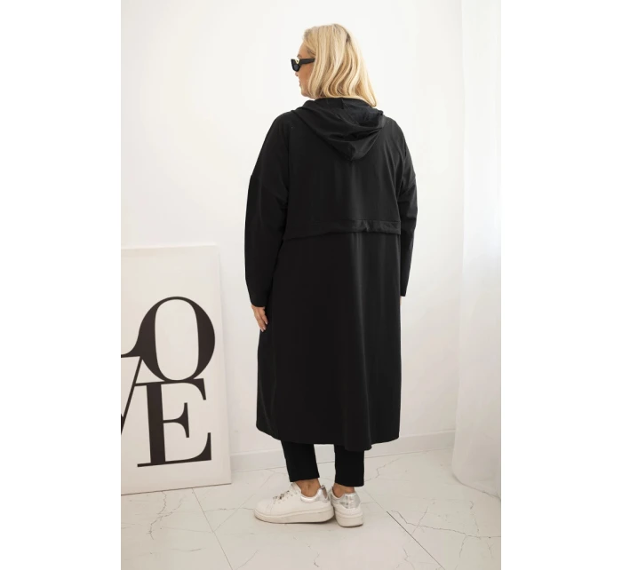 Dámska bavlnená mikina s kapucňou a vreckami v čiernej farbe