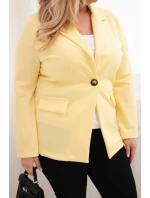 Dámská viskózová sako Plus Size s dlouhým rukávem a límcem žlutá