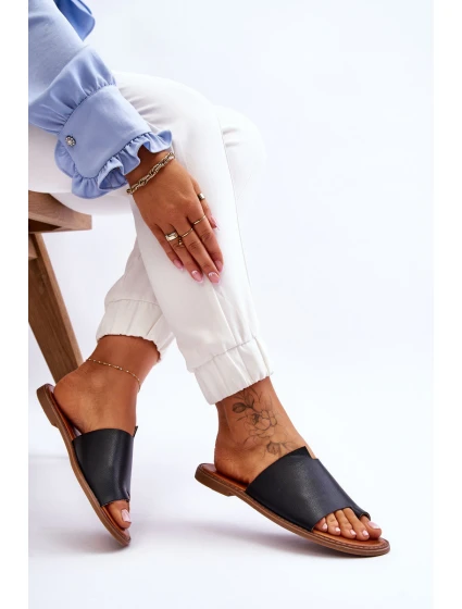 Dámské kožené žabky Černá model 21613223 - EVENTO Dámské kožené žabky Černá model 21613223 - EVENTO