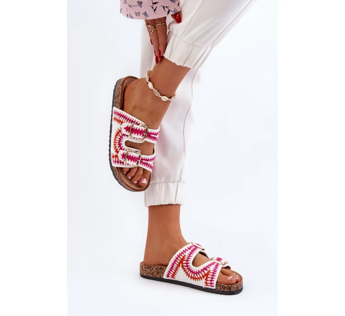 Damskie Klapki Na Korkowej Podeszwie Białe Fannea Damskie Klapki Na Korkowej Podeszwie Białe Fannea