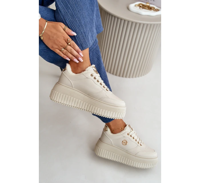 Sneakersy Dámské Sportovní Boty Zateplené Na Masivní Podešvi Béžové model 21668399 - Boto Sneakersy Dámské Sportovní Boty Zateplené Na Masivní Podešvi Béžové model 21668399 - Boto