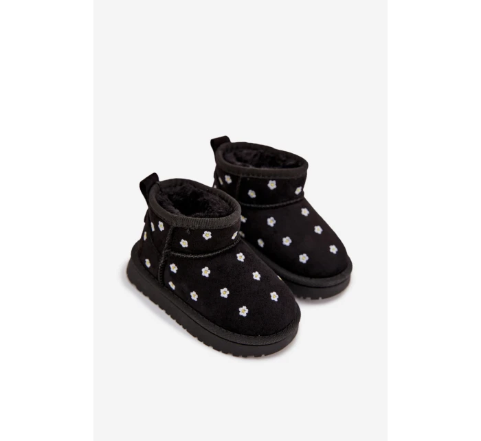 Dětské sněhule s květinami černé Gracina