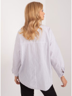 Svetlosivá a biela košeľa nadrozmernej veľkosti so zapínaním na patentky