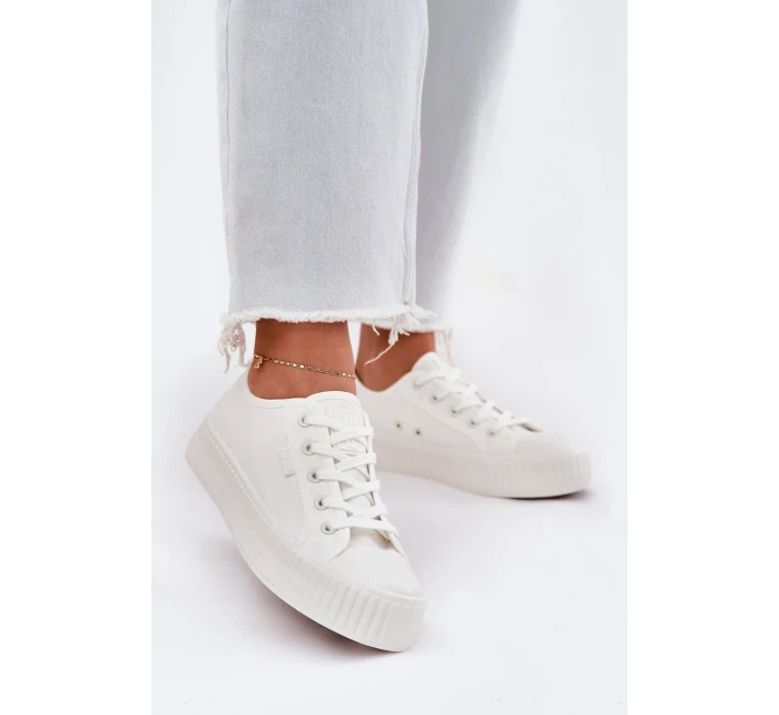 Dámske plátenné tenisky na platforme Big Star - biele Dámske plátenné tenisky na platforme Big Star - biele