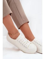 Dámske zateplené nízke tenisky Big Star - biele Dámske zateplené nízke tenisky Big Star - biele