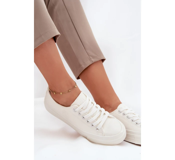 Dámske zateplené nízke tenisky Big Star - biele Dámske zateplené nízke tenisky Big Star - biele