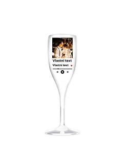 Personalizovaná nerozbitná pohár na prosecco s motívom prehrávača