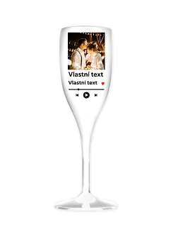 Personalizovaná nerozbitná pohár na prosecco s motívom prehrávača