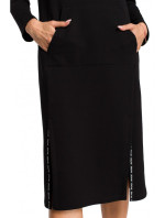 Dámské pletené midi šaty s pruhy s  černé - MOE model 19379816