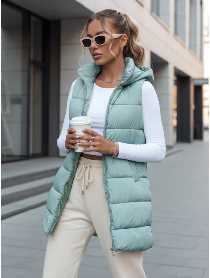 Dámská prošívaná vesta s kapucí mint Dstreet model 21979730 - FashionStreet Dámská prošívaná vesta s kapucí mint Dstreet model 21979730 - FashionStreet