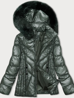 Dámská zimní bunda v khaki barvě s odepínací kapucí S'west (B8180-11)