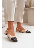 Lakierowane Baleriny Na Niskim Obcasie Z Odkrytą Piętą Beżowe Kairael Lakierowane Baleriny Na Niskim Obcasie Z Odkrytą Piętą Beżowe Kairael