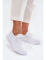 Materiałowe Wsuwane Buty Sportowe Na Platformie Damskie Białe Kalyra