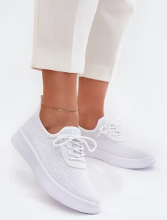 Dámské bílé textilní boty na platformě model 21702961 - Boto