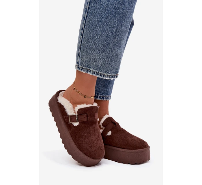 Ženské Sněhule S Kožešinou A Přezkou Na Platformě Čokoládové model 21757740 - Boto