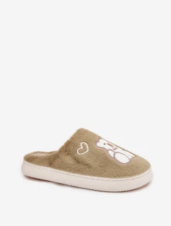 Dámske chlpaté papuče s medvedíkom - zelené Noralie