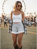 Dámske džínsové šortky roztrasené šedé FashionStreet SY0497