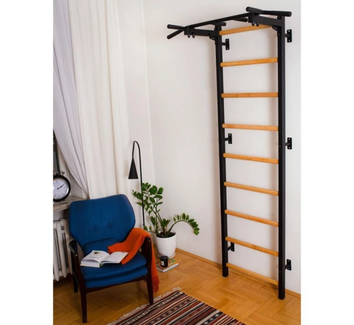 DREVENO-KOVOVÝ GYMNASTICKÝ REBRÍK S KOVOVOU TYČOU BENCHK 721B