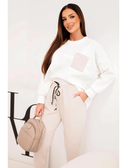 Komplet dámský máslový s kontrastní model 21938004 béžový - K-Fashion Komplet dámský máslový s kontrastní model 21938004 béžový - K-Fashion