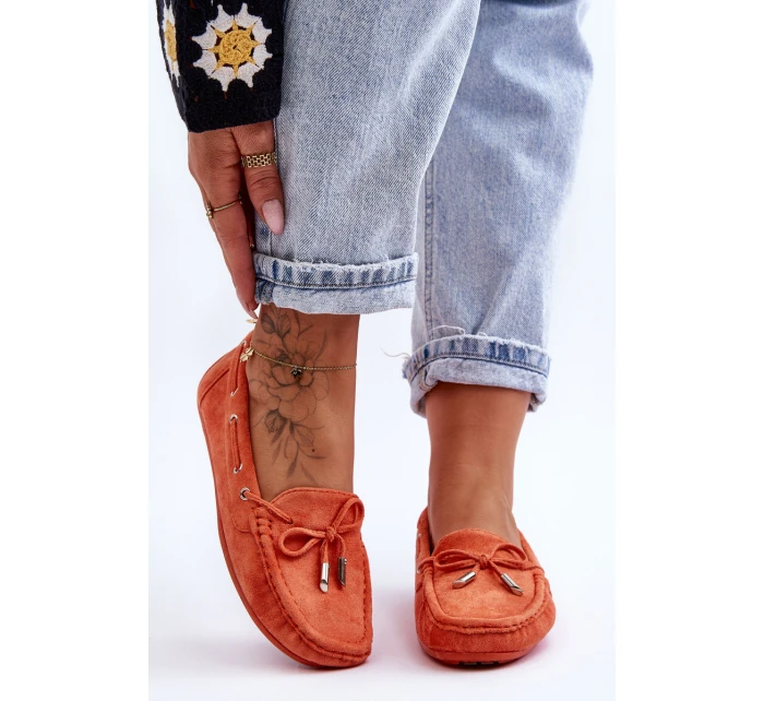 Damskie Zamszowe Mokasyny Pomarańczowe Si Passione Damskie Zamszowe Mokasyny Pomarańczowe Si Passione