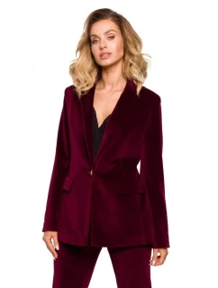 model 16246419 Sametové sako s jedním knoflíkem vínové - Moe