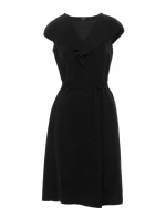 model 21154806 Šaty bez rukávů s volánkovým výstřihem černé - STYLOVE