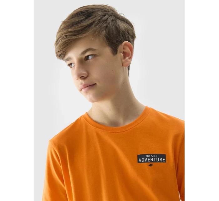 Chlapčenské tričko z organickej bavlny s potlačou 4F - oranžové