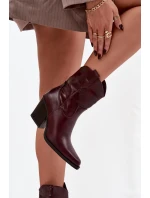 Dámske členkové topánky na podpätku D8271 Burgundy - Sweet Shoes Dámske členkové topánky na podpätku D8271 Burgundy - Sweet Shoes