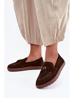 Mokasiny Barefoot z přírodního semiše Zazoo 10220 Hnědé