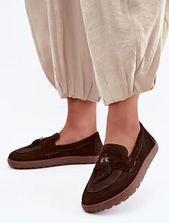 Mokasiny Barefoot z přírodního semiše Zazoo 10220 Hnědé