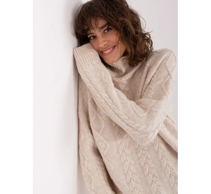 Sweter AT SW jasny beżowy model 19014635 - FPrice Sweter AT SW jasny beżowy model 19014635 - FPrice