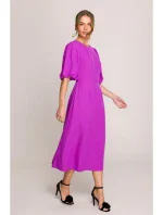 S399 Šaty s puzdrovými rukávmi - levanduľové