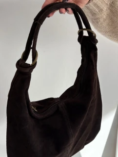 Dámska kabelka z prírodného semišu Floriah - čokoládová